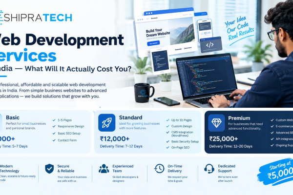 Web development services in India with Basic Standard and Premium packages