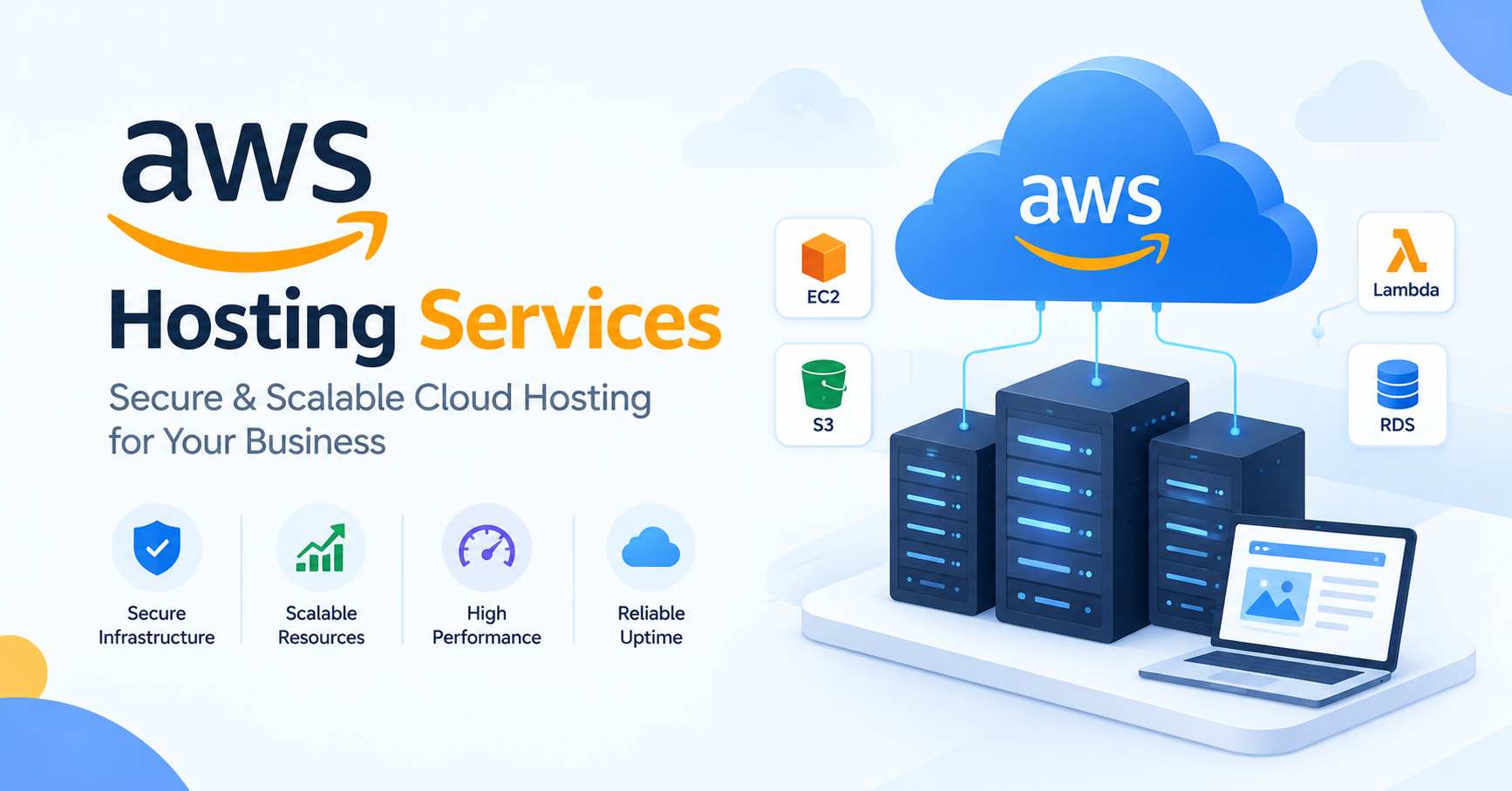 AWS Hosting Services for secure and scalable cloud hosting with EC2, S3, Lambda and RDS