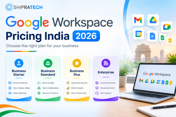 Google Workspace pricing in India 2026 with Business Starter Standard Plus and Enterprise plans
