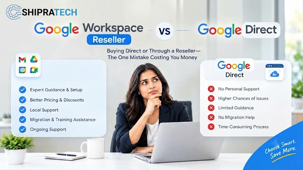 Google Workspace reseller vs direct buy comparison in India for businesses